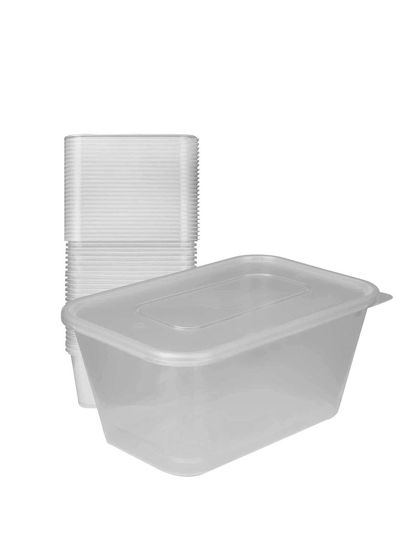 Core 1000ml 50pc Microwaveable Plastic Containers with Lids Clear Disposable Food Containers Snap Lid Hotel Catering Reusable Takeaway Boxes  - Image 1