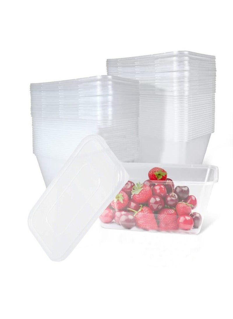 Core 1000ml 50pc Microwaveable Plastic Containers with Lids Clear Disposable Food Containers Snap Lid Hotel Catering Reusable Takeaway Boxes  - Image 3