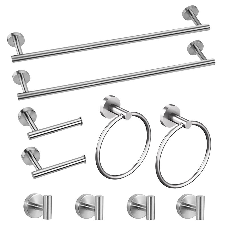 Cilee 10 Piece Brushed Nickel Bathroom Accessories Set 16 inch Brushed Nickel Bathroon Hardware Set Towel Bar Ring Toilet Paper Holder Robe Towel Hook SUS304 Stainless Steel