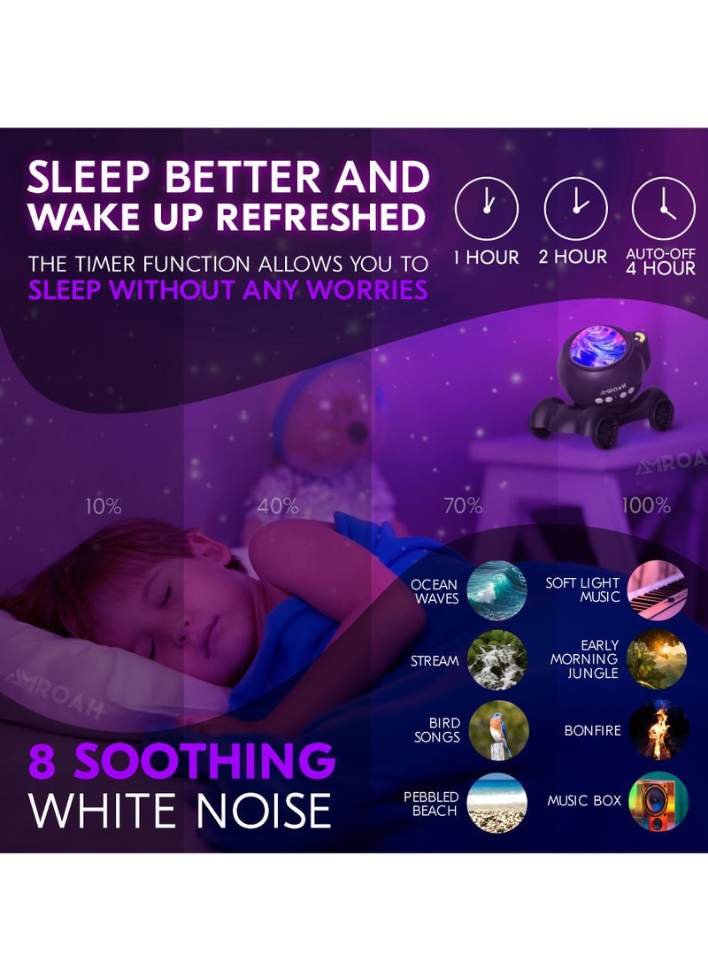 AMROAH - Galaxy Projector, Star Projector Built-in Bluetooth Speaker Remote Control 360°Adjustable Design Night Light Projector for Kids Adults White Noise Aurora Projector for Home Decor/Relaxation/Music/Gift - Image 1