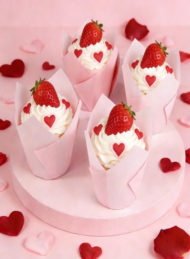 YOIYINI 250Pcs Tulip Cupcake Liners,Parchment Paper Cupcake Liners,Muffin Liner for Baking in Standard Size,Cupcake Liner Paper for Party,Weeding,Birthday, Christmas,Valentines (Pink) - Image 4