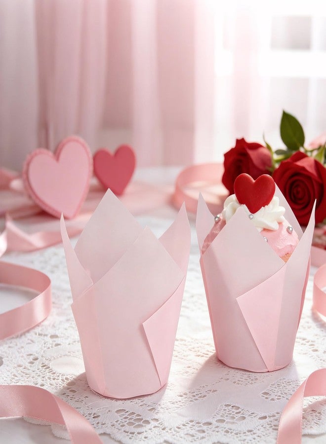 YOIYINI 250Pcs Tulip Cupcake Liners,Parchment Paper Cupcake Liners,Muffin Liner for Baking in Standard Size,Cupcake Liner Paper for Party,Weeding,Birthday, Christmas,Valentines (Pink) - Image 3