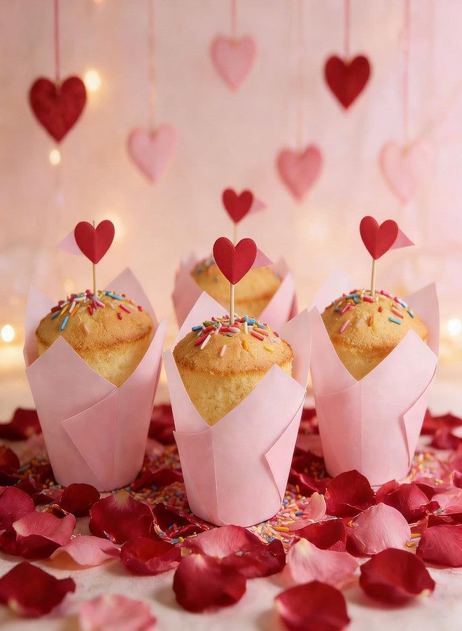 YOIYINI 250Pcs Tulip Cupcake Liners,Parchment Paper Cupcake Liners,Muffin Liner for Baking in Standard Size,Cupcake Liner Paper for Party,Weeding,Birthday, Christmas,Valentines (Pink) - Image 5