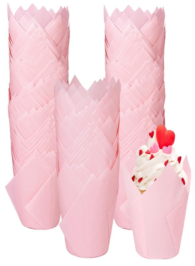 YOIYINI 250Pcs Tulip Cupcake Liners,Parchment Paper Cupcake Liners,Muffin Liner for Baking in Standard Size,Cupcake Liner Paper for Party,Weeding,Birthday, Christmas,Valentines (Pink) - Image 1
