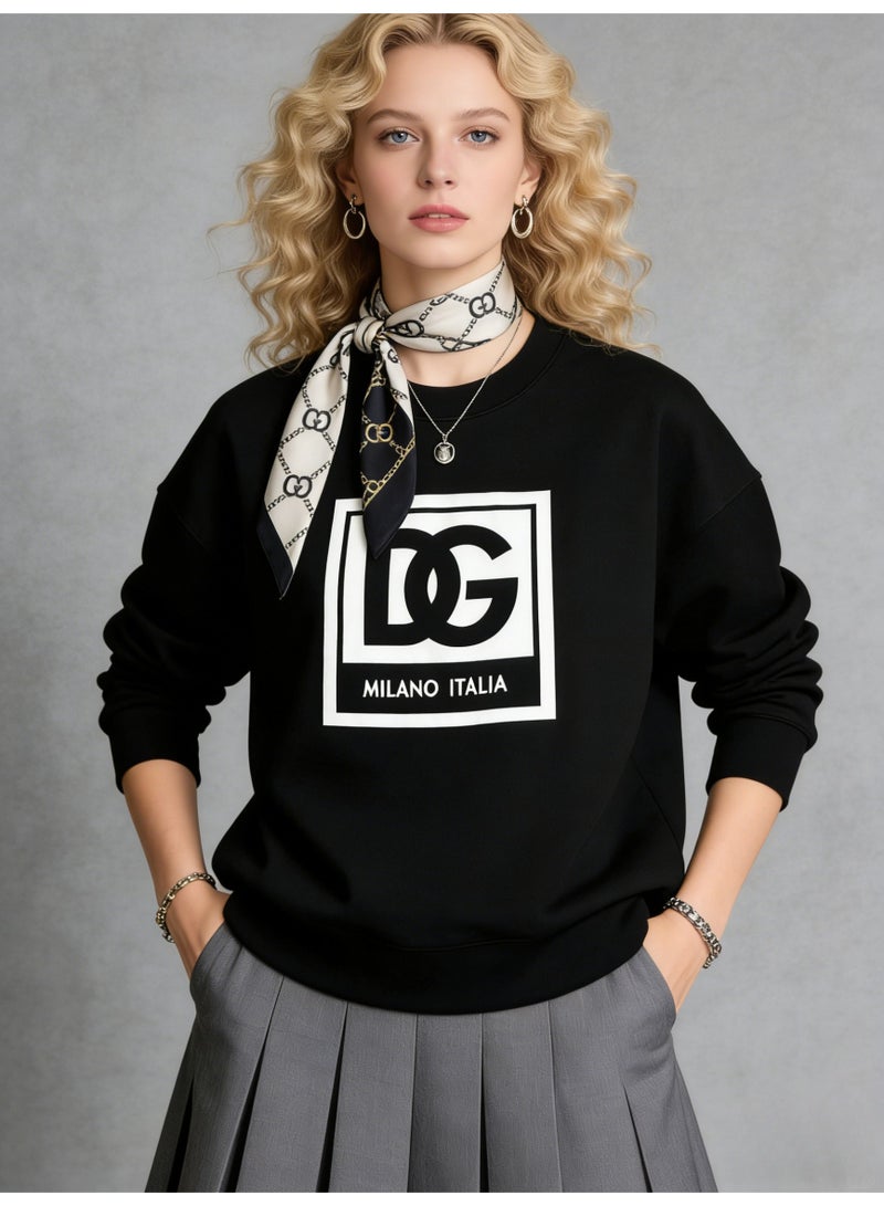 D&G Dolce&Gabbana D&G Big Logo Round Neck Top - Fashionable Oversized DG Logo Pattern Top, Neutral Versatile Hoodie, Suitable for Luxury Casual and Neutral Styles - Image 5