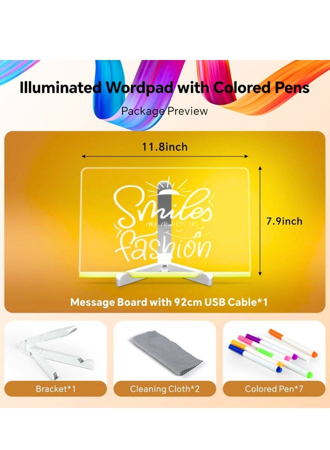 Chase Up Note Board with 7 Colors Pen, LED Acrylic Message Board 30x20cm,Dry Erase Writing Pad with Stand,Light up Drawing Boards for Kids, Desktop Memo Rewritable Wordpad for School Home Office - Image 3