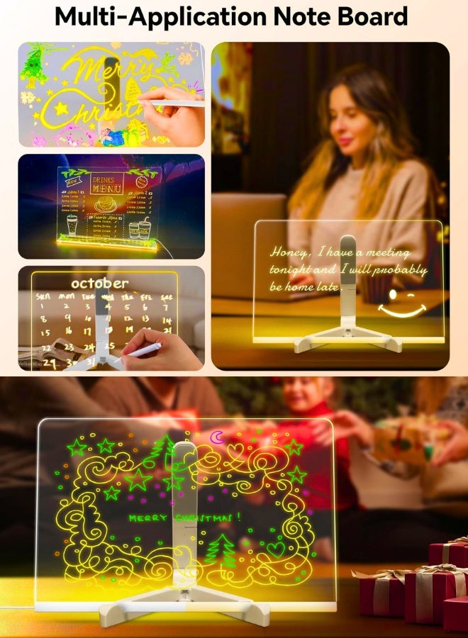 Chase Up Note Board with 7 Colors Pen, LED Acrylic Message Board 30x20cm,Dry Erase Writing Pad with Stand,Light up Drawing Boards for Kids, Desktop Memo Rewritable Wordpad for School Home Office - Image 4