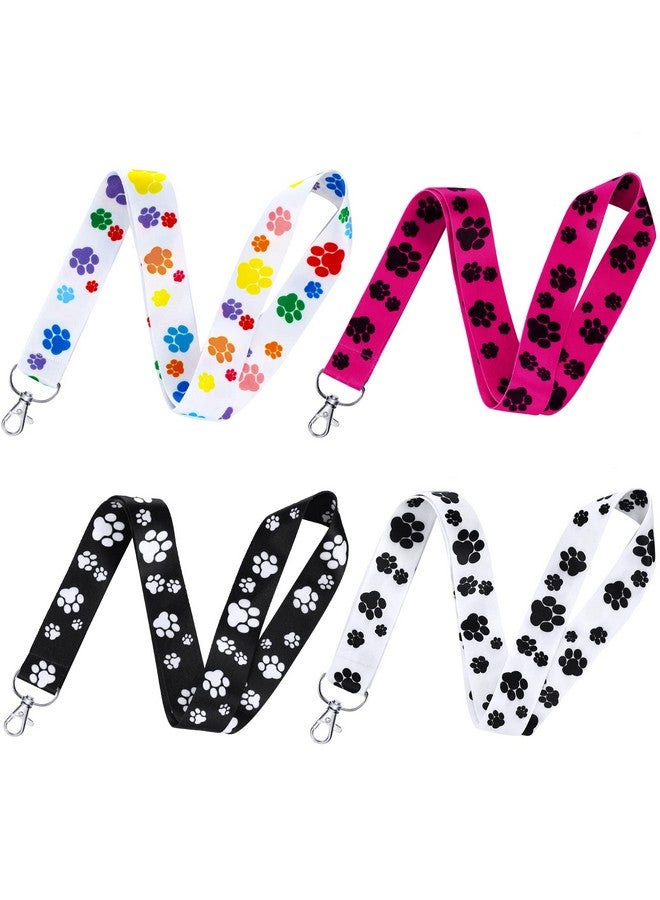 Flutesan 12 Pcs Dog Paw Print Lanyards Keychain Id Badges Holder Cute Dog Lanyards 18.1 Inches Key Neck Chain With Ring For Women Men Teen Adults Office School Supplies 4 Designs - Image 1
