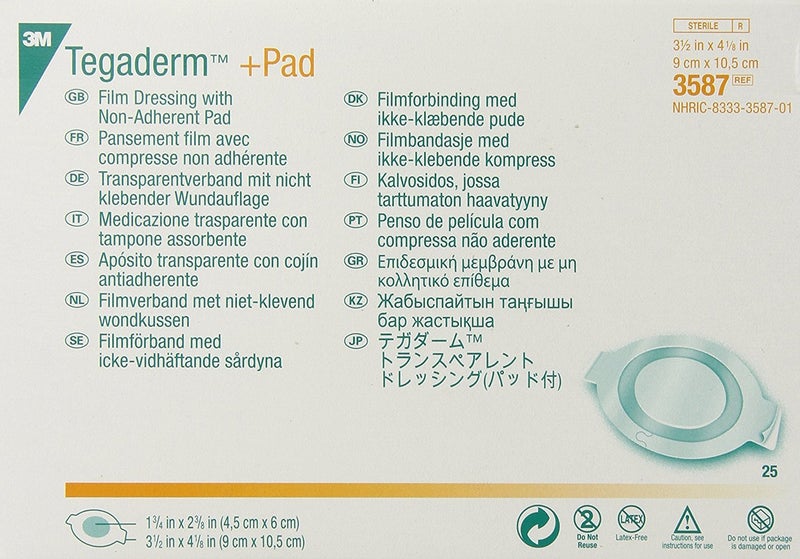 Tegaderm 3M Tegaderm Pad Film Dressing with NonAdherent Pad 3587 Pack of 100 - Image 1