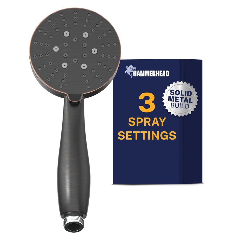 HammerHead Showers Solid Metal 3Spray Hand Held Shower Head Oil Rubbed Bronze Select from Wide Massage and Mist Sprays 25 GPM High Flow Handheld Showerhead Made from 304 Stainless Steel - Image 2