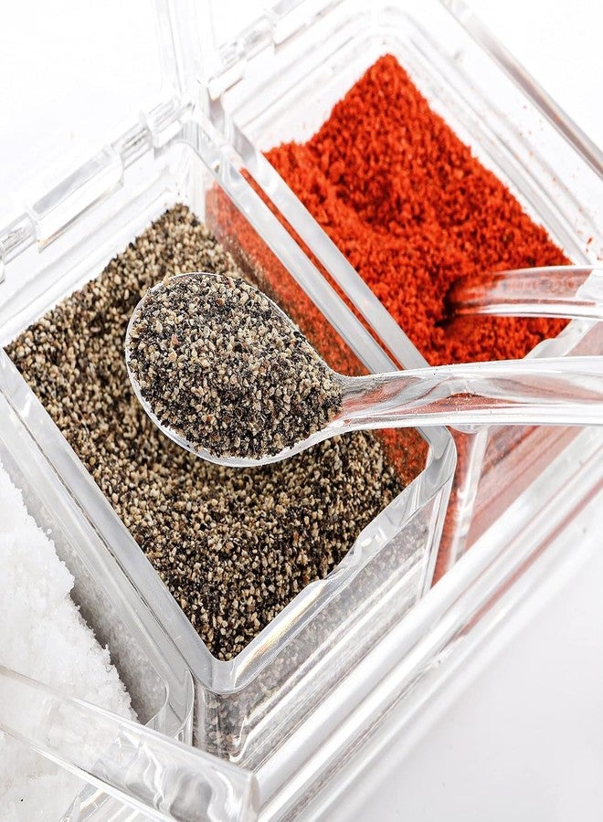ABSTER Crystal Seasoning Acrylic Pepper Salt Spice Rack Plastic 4 Box With Spoons Kitchen Storage Containers Cooking Tools Unbreakable Dining Table Kitchen Storage Of Spices,Pickle - Transparent - Image 5