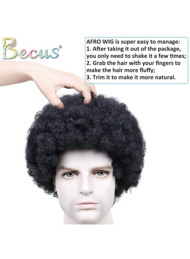 BECUS Afro Wigs For Black Men Short Afro Wigs Men 70'S 80'S Disco Funny Cosplay Afro Wig African American Full Synthetic Wig (Natural Black 1B) - Image 5