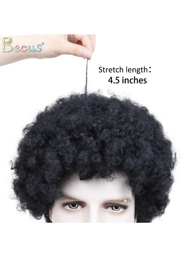 BECUS Afro Wigs For Black Men Short Afro Wigs Men 70'S 80'S Disco Funny Cosplay Afro Wig African American Full Synthetic Wig (Natural Black 1B) - Image 4
