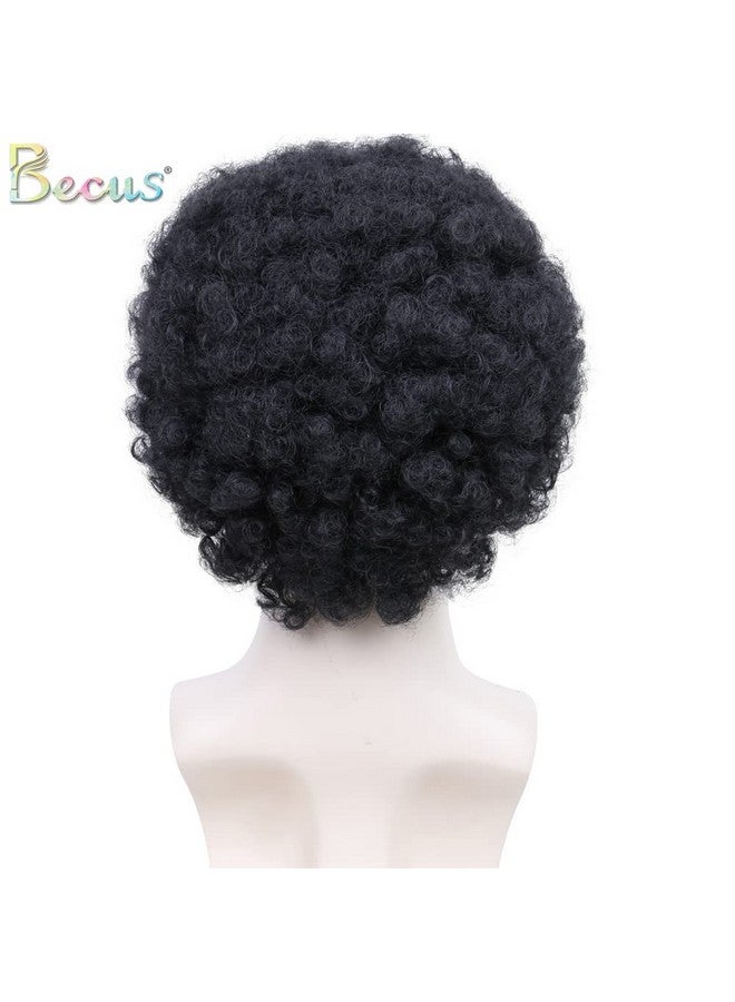 BECUS Afro Wigs For Black Men Short Afro Wigs Men 70'S 80'S Disco Funny Cosplay Afro Wig African American Full Synthetic Wig (Natural Black 1B) - Image 3