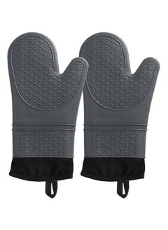 TRASSLE Oven Mitts Heat Resistant - 2PCS Black Silicone Oven Mitts, Non-Slip Grip Soft Oven Mitt, Flexible Kitchen Oven Mits Potholders Oven Gloves for Cooking Baking Kitchen Mittens  - Image 1
