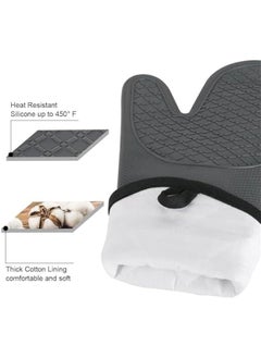 TRASSLE Oven Mitts Heat Resistant - 2PCS Black Silicone Oven Mitts, Non-Slip Grip Soft Oven Mitt, Flexible Kitchen Oven Mits Potholders Oven Gloves for Cooking Baking Kitchen Mittens  - Image 2