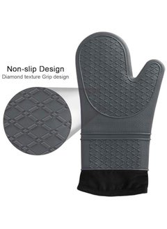 TRASSLE Oven Mitts Heat Resistant - 2PCS Black Silicone Oven Mitts, Non-Slip Grip Soft Oven Mitt, Flexible Kitchen Oven Mits Potholders Oven Gloves for Cooking Baking Kitchen Mittens  - Image 5