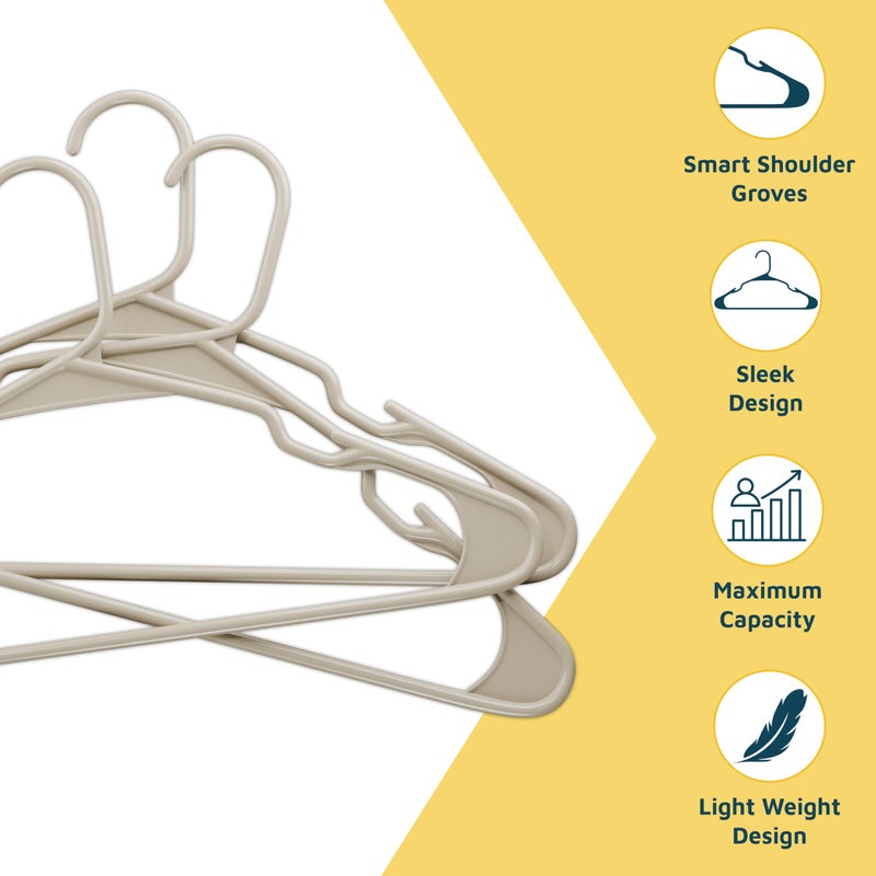Lifemaster Plastic Clothes Hangers â€“ Heavy Duty Hanger Set, for Organizing Clothes, Dresses, and Coat, Holds Up to 5 lbs, Space-Saving Hangers with Non-Slip Shoulder Grooves, Pack of 50, Ivory - Image 4