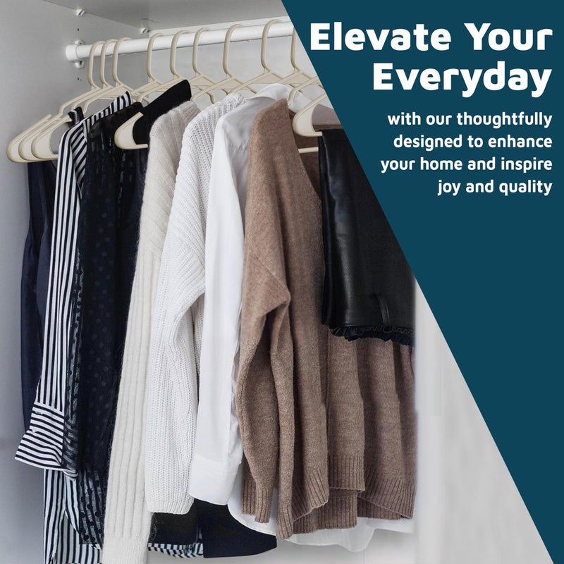 Lifemaster Plastic Clothes Hangers â€“ Heavy Duty Hanger Set, for Organizing Clothes, Dresses, and Coat, Holds Up to 5 lbs, Space-Saving Hangers with Non-Slip Shoulder Grooves, Pack of 50, Ivory - Image 3