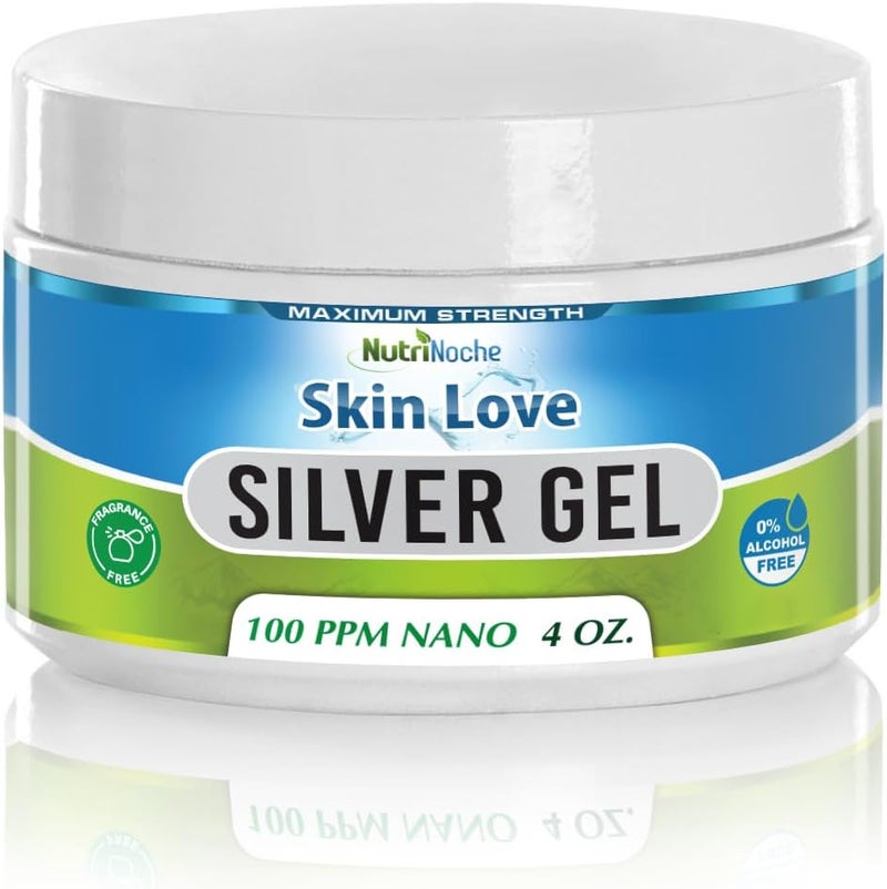 NutriNoche Nano Silver Gel - Advanced Colloidal Silver Skin Cream - Wound Care & First Aid Gel Soothing Topical Ointment for Burns, Razor Burn and Sunburn Irritations - Unscented 4 Oz Jar - Image 1