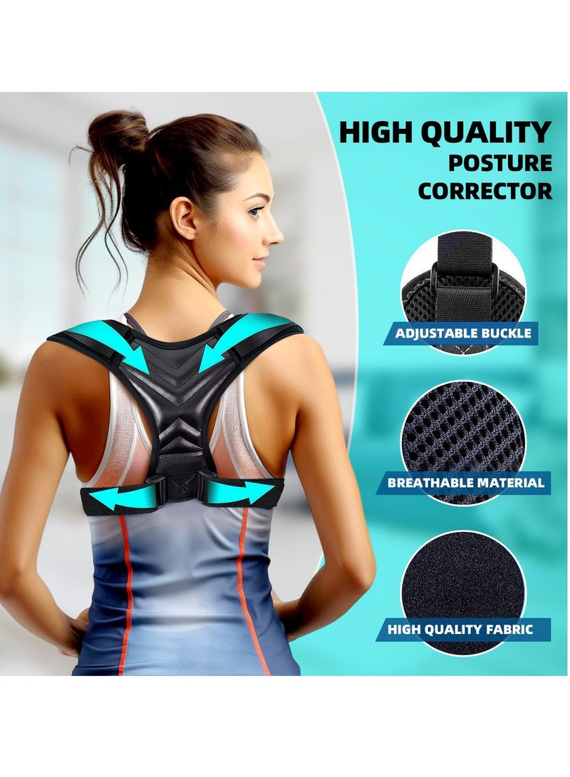 KASTWAVE Unisex Adjustable Back Brace - Posture Corrector for Men & Women, Neck & Shoulder Pain Relief, Ideal for Office Home Gym - M Size - Image 3