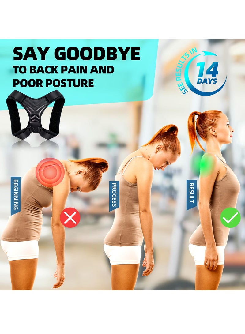 KASTWAVE Unisex Adjustable Back Brace - Posture Corrector for Men & Women, Neck & Shoulder Pain Relief, Ideal for Office Home Gym - M Size - Image 4