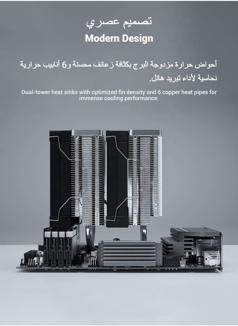 DEEPCOOL - DeepCool AK620 CPU Air Cooler High-Performance 260w TDP 6 Copper Heat Pipes Dual-Tower CPU Cooler with Fans Each 120mm PWM 1850RPM 68.99CFM for Intel LGA 1700/1200/1151/1150/1155 AMD AM5/AM4 - Image 1