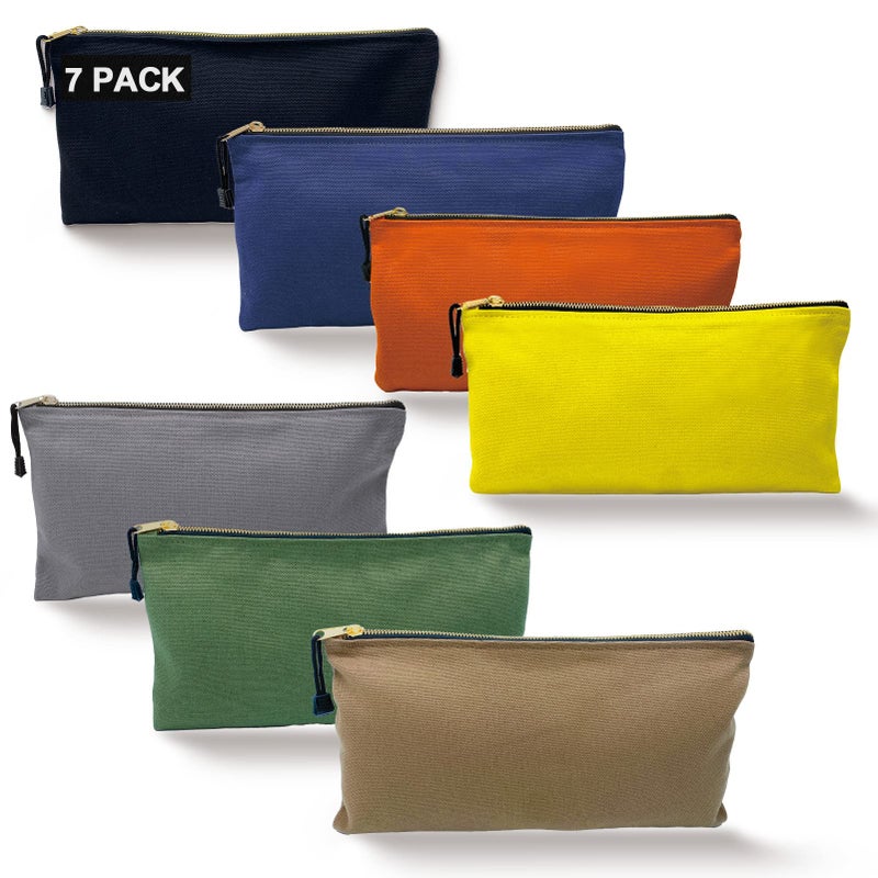 TENGYES Heavy Duty Canvas Tool Bag Organizer â€“ 7 Pack Zipper Utility Pouches in Assorted Colors (12.5â€³ x 7â€³) â€“ Multipurpose Storage for Tools, Craft Supplies, Electronics, Travel, Home & Workshop - Image 1