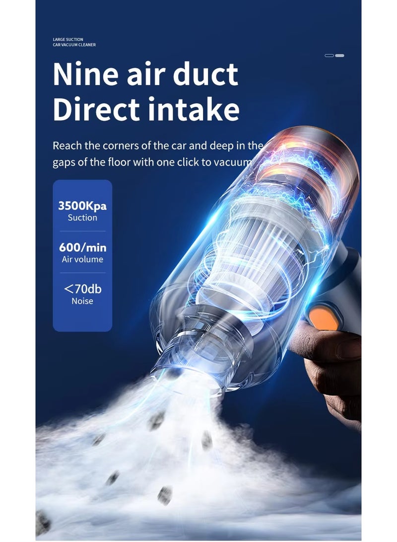 HUMJO Car Vacuum Cleaner Mini Portable Wireless Handheld 4-in-1 for Car/Home Use Handheld Vacuum Cleaner with Blower and Suction Function,3600 mAh,3 Replacement Heads - Image 3