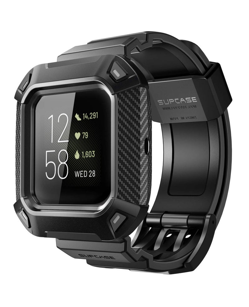 SupCase Unicorn Beetle Pro Series Case with Band Compatible with Fitbit Versa 2 – Protective Wristband (Black) - Image 2