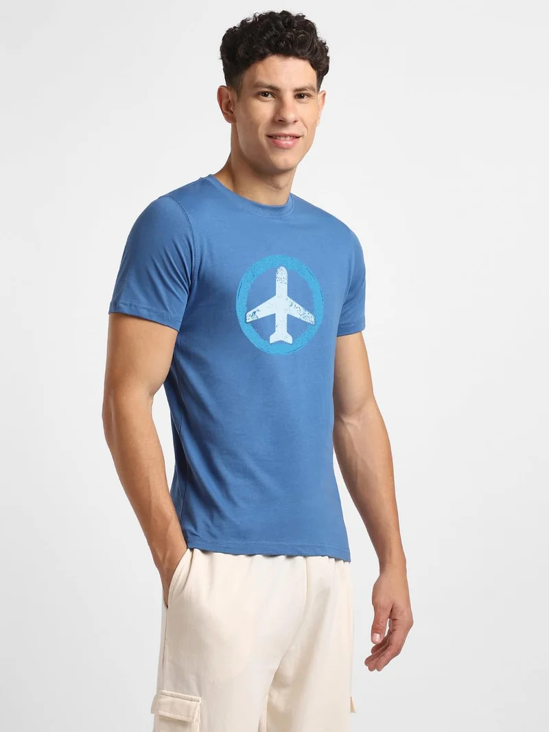 نوبيرو Men's Cotton Graphic Printed T-Shirt Combo - Blue & White