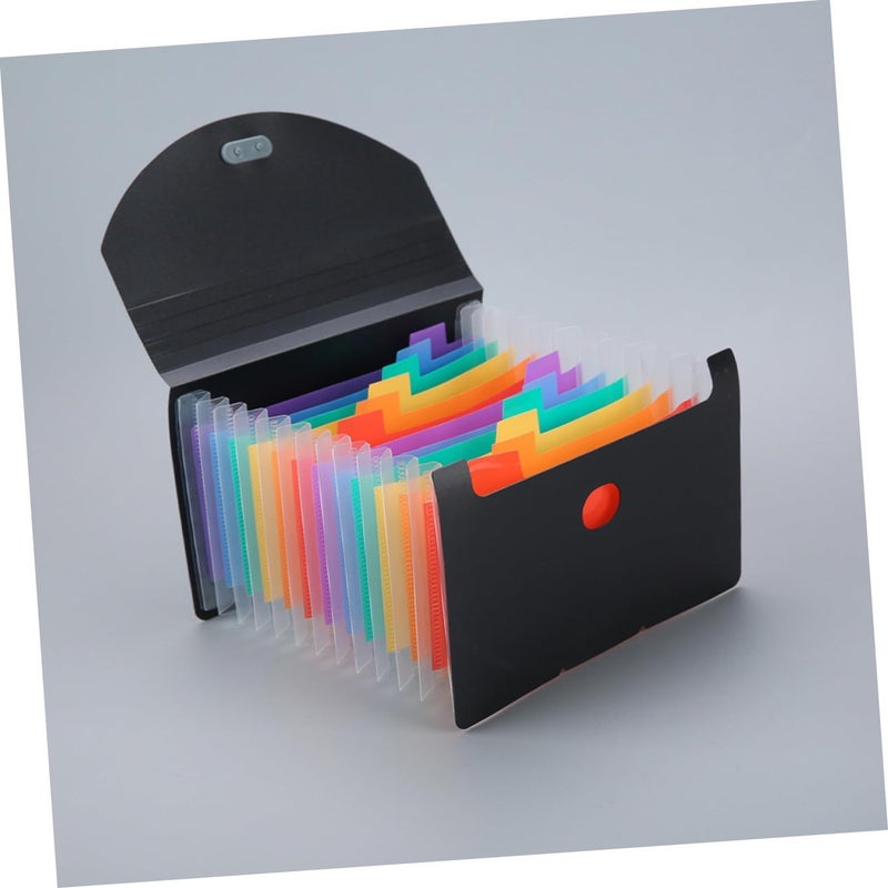 Expanding File Folder Organizer A6 Size with 13 Compartments, Accordion Style Receipt and Bill Holder, Black Cover with Rainbow Inner Pages, Cash and Coupon Organizer for Office - Image 5