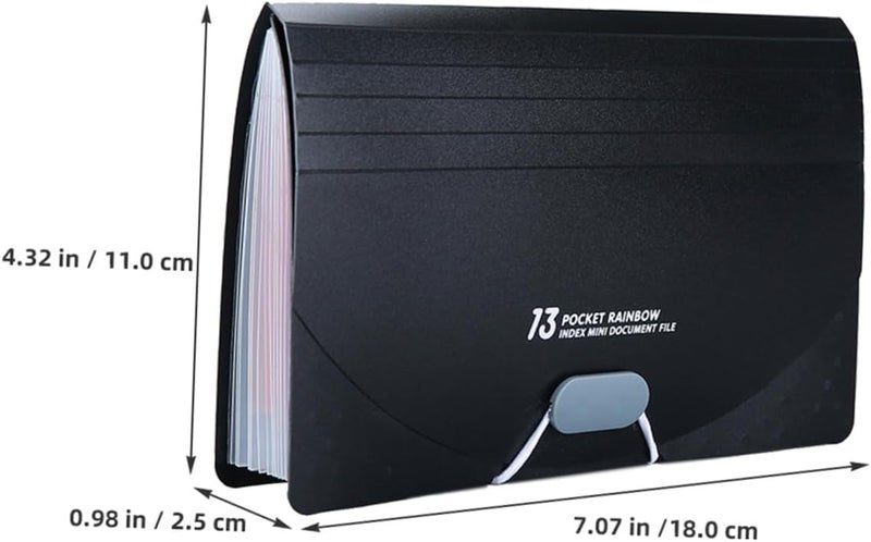 Expanding File Folder Organizer A6 Size with 13 Compartments, Accordion Style Receipt and Bill Holder, Black Cover with Rainbow Inner Pages, Cash and Coupon Organizer for Office - Image 2