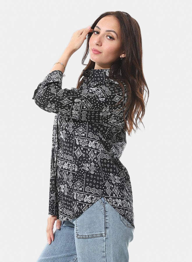 Andora Long Sleeves Regular Fit Shirt _ Black & White - Image 3