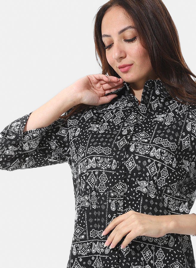 Andora Long Sleeves Regular Fit Shirt _ Black & White - Image 2