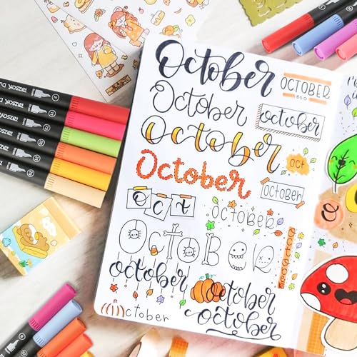ZSCM QUALITY DECIDES THE FUTURE ZSCM 32 Colors Duo Tip Brush Markers Art Pen Set, Artist Fine and Brush Tip Colored Pens, for Adult Coloring Books Christmas Cards Drawing, Note taking Lettering Calligraphy Journaling - Image 3