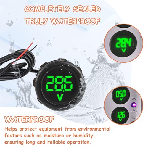 JAMHER 6 Pieces Waterproof DC 4V-100V Voltmeter Gauge, Car Voltage Gauge LED Digital Display for Cars Vehicles Motorcycles Boats Truck RV (Red & Blue & Green) - Image 5