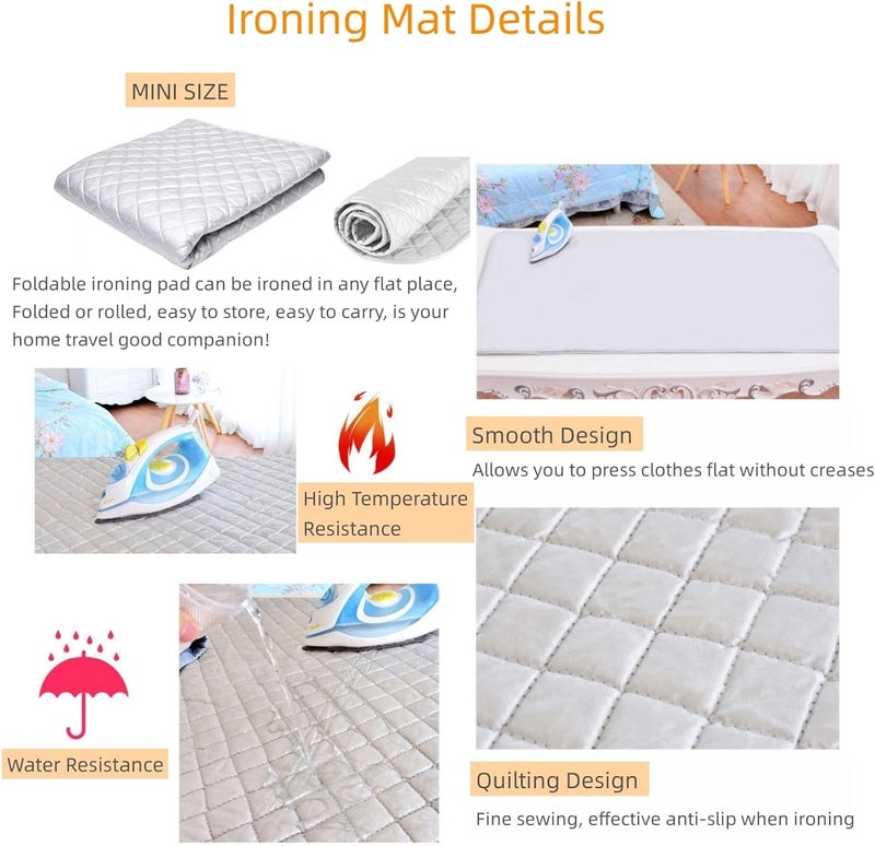 Sanseenia Ironing Mat Blanket Ironing Board Replacement, Iron Board Alternative Cover, Portable Travel Ironing Pad, Quilted Heat Resistant Ironing Pad Cover for Washer, Dryer, Table Top 33"X 19" (No Magnetic) - Image 4