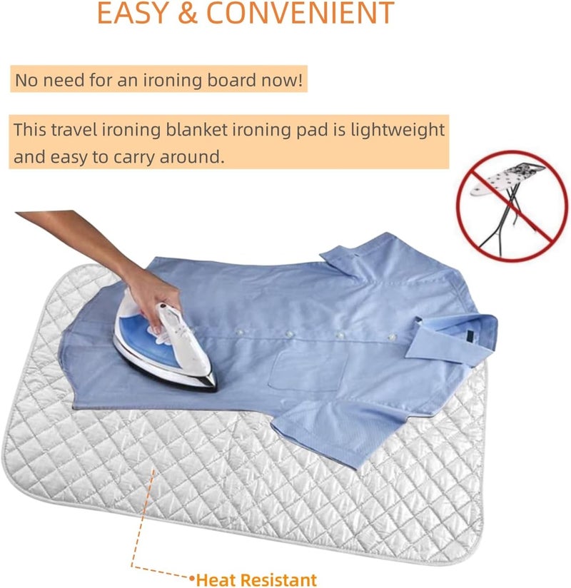 Sanseenia Ironing Mat Blanket Ironing Board Replacement, Iron Board Alternative Cover, Portable Travel Ironing Pad, Quilted Heat Resistant Ironing Pad Cover for Washer, Dryer, Table Top 33"X 19" (No Magnetic) - Image 3