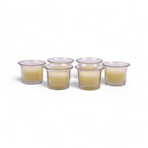 HOSLEY Sweet Pea Jasmine Fragrance Votive Clear Glass Filled Candles|Scented White Candles Perfect for Home Decor Lighting|Burn Time 9 Hours Each|4.5 cm Diameter|Pack of 6|4.5 cm Long Each - Image 5