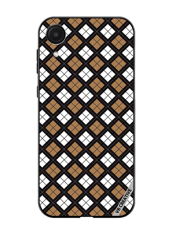 VR CREATIVE Protective Case Cover For Samsung Galaxy A03 Core Black White Brown Checkered Pattern Design Multicolour - Image 1