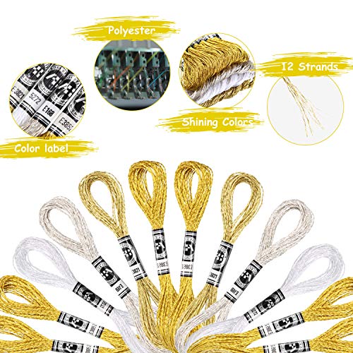 WILLBOND 24 Skeins Metallic Embroidery Floss - Glitter Embroidery Threads for Cross Stitch Crafts Friendship Bracelets(Multiple Color) - Image 5