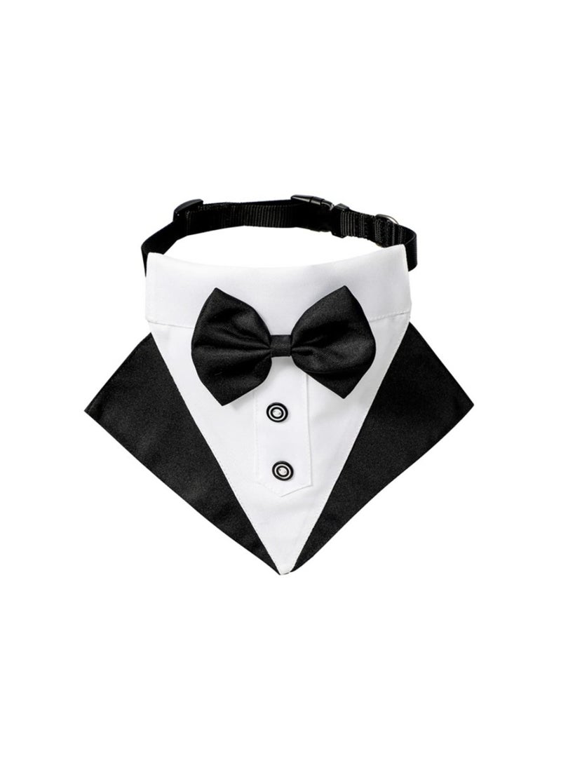 Generic Wedding and Birthday Party Formal Tuxedo Bandana Collar with Bow Tie Adjustable Neckerchief (M Size)  - Image 3