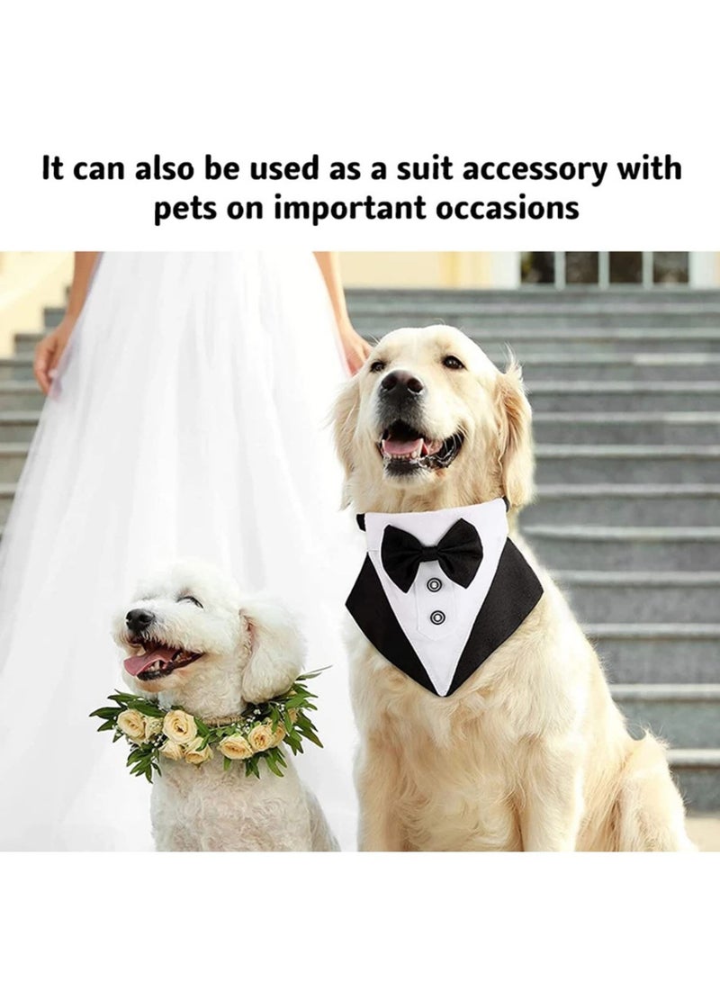 Generic Wedding and Birthday Party Formal Tuxedo Bandana Collar with Bow Tie Adjustable Neckerchief (M Size)  - Image 1