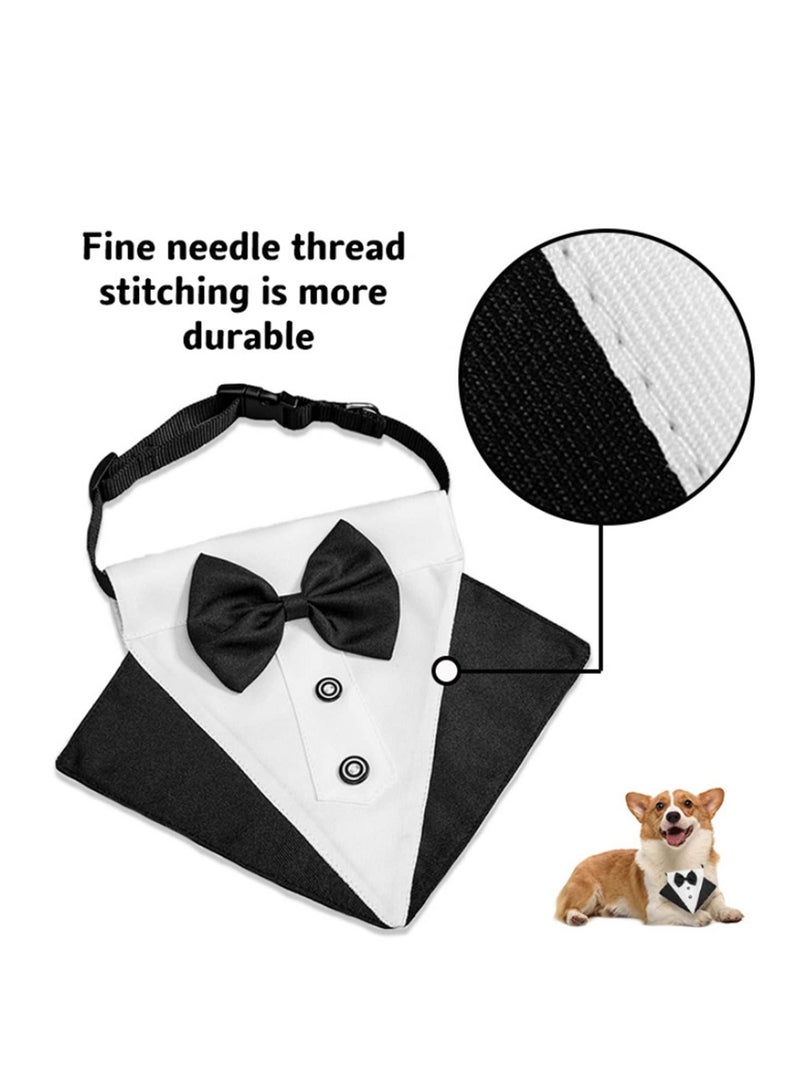 Generic Wedding and Birthday Party Formal Tuxedo Bandana Collar with Bow Tie Adjustable Neckerchief (M Size)  - Image 4
