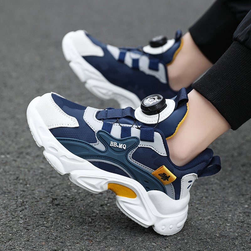 Boys' Shoes 2025 Spring & Fall Medium And Large Kidsren'S Sports Shoes Girls' Leather Waterproof Rotating Button Casual Shoes - Image 4