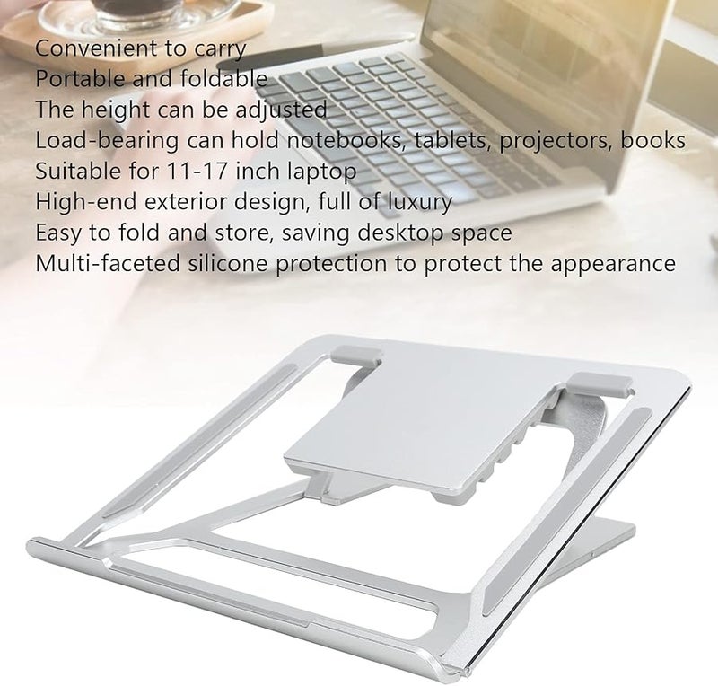 Folding Aluminum Alloy Laptop Stand Portable Notebook Bracket For 11 To 17 Inch Home Study - Image 3