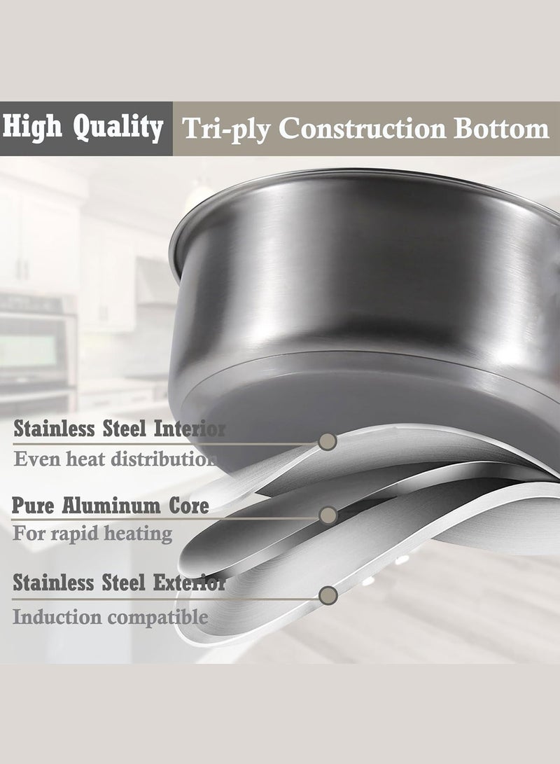 WEMART 3-Piece Stainless steel Cookware Set,Non-Stick Surface,No PFOA,18CM milk pot, 22cm stew pot, 24cm flat bottomed pot - Image 4