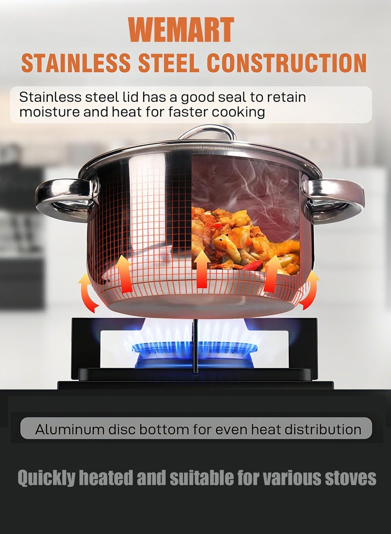 WEMART 3-Piece Stainless steel Cookware Set,Non-Stick Surface,No PFOA,18CM milk pot, 22cm stew pot, 24cm flat bottomed pot - Image 2