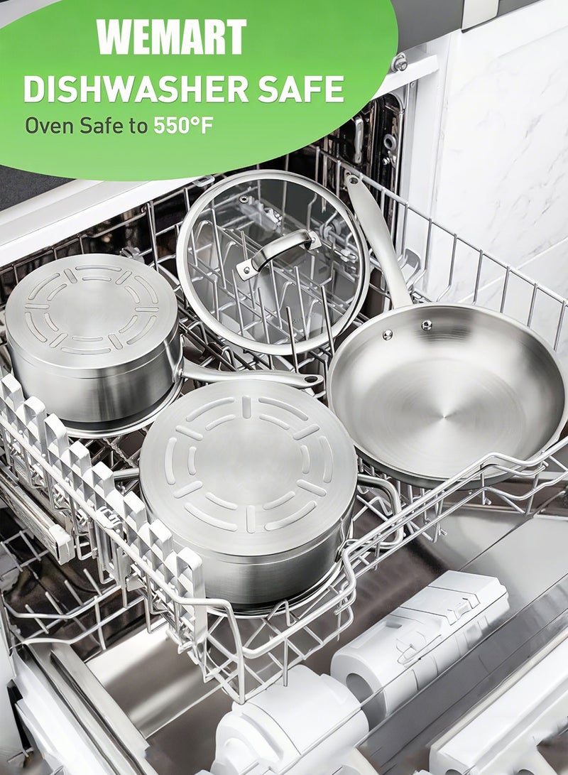 WEMART 3-Piece Stainless steel Cookware Set,Non-Stick Surface,No PFOA,18CM milk pot, 22cm stew pot, 24cm flat bottomed pot - Image 5